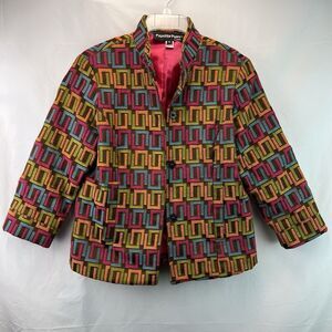 Vtg Painted Pony Blazer Jacket Geometric Embroidered Snap Front Size Small